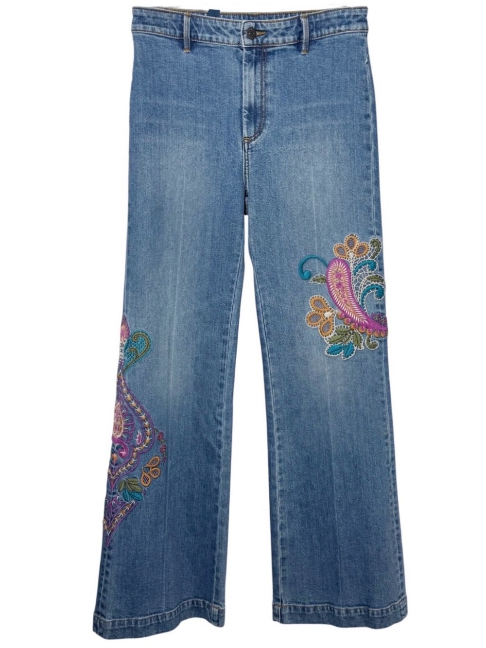 Johnny Was The Fabiana Wide Leg Jean NWOT Size 26‎ Floral Embroidered